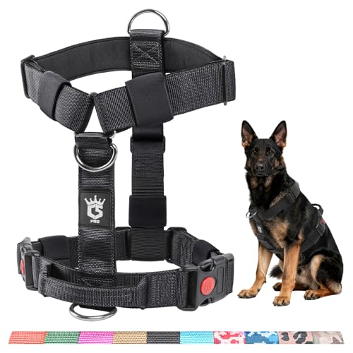 TSPRO Premium Heavy Duty Tactical Dog Harness, No Pull with Padded Control Handle & Quick-Release Buckles, Adjustable Vest...