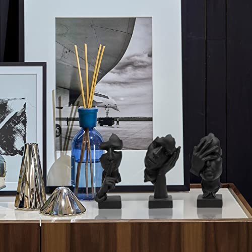 prosfalt 3 Pcs Thinker Statue, Silence is Gold Abstract Art Figurine, No Hear No See No Speak Modern Home Resin Sculptures...