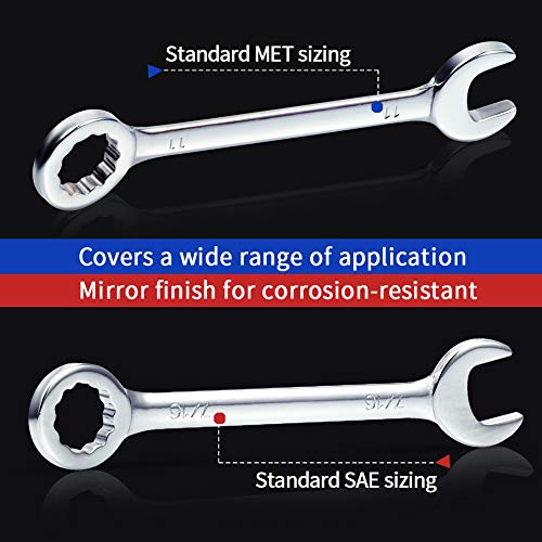 SPEEDWOX Ignition Wrench Set SAE Metric Small Open and Box Wrenches Mini Spanner Set Combination Wrench Set with Portable ...