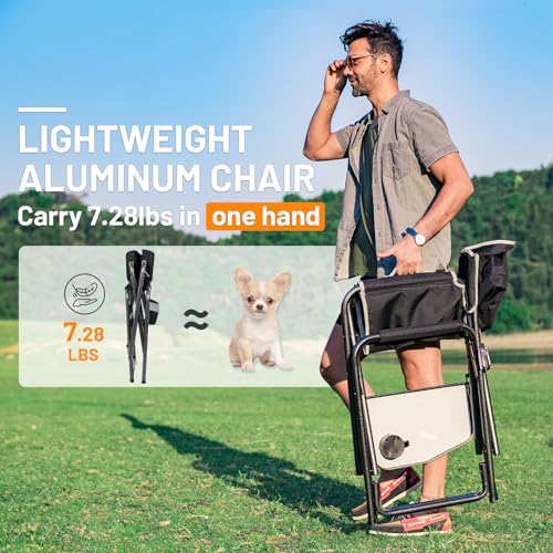 TIMBER RIDGE Aluminum Oversized Camping Chair, Lightweight Portable Directors Chair with Side Table Detachable Side Pocket...