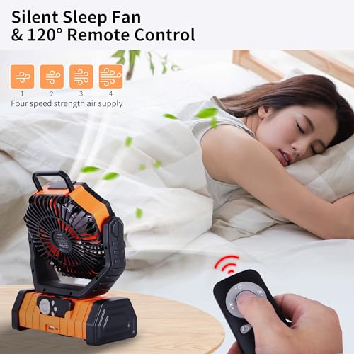 TDLOL 20000mAh Emergency Battery Powered Fan & LED Light, Battery Operated Rechargeable Fan for Power Outage, Car Defrosti...