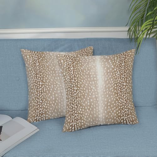 DAFENA Antelope Pillow Covers 22x22 Inch 2 Pcs Brown Deer Animal Skin Print Decor Throw Pillows Fall Winter Modern Outdoor...