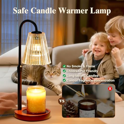 Briever Electric Candle Warmer Lamp with Timer Dimmer, Adjustable Height Wax Melter Warmer for Jar Candles, House Warming ...