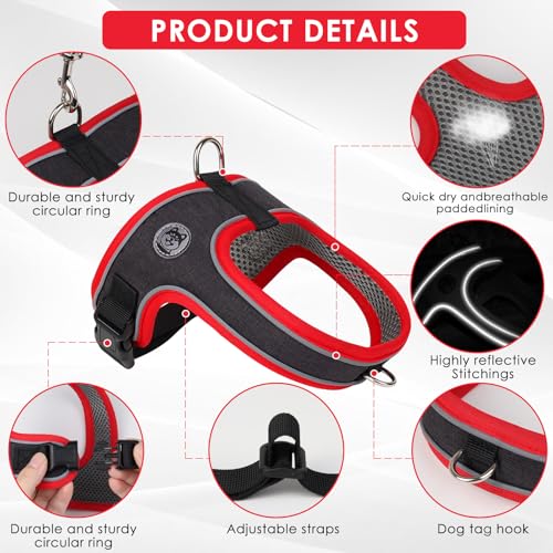 Dog Harness and Leash Set, No Pull Saddle Style Pet Harness, Breathable Mesh Adjustable Reflective Dog Vest for Dogs and C...