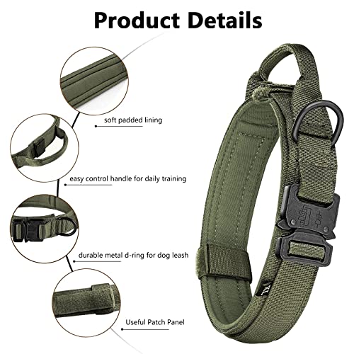 Eitchen Tactical Dog Collar and Leash Set Heavy Duty Military Dog Collar with Handle and Metal Buckle for Medium and Large...