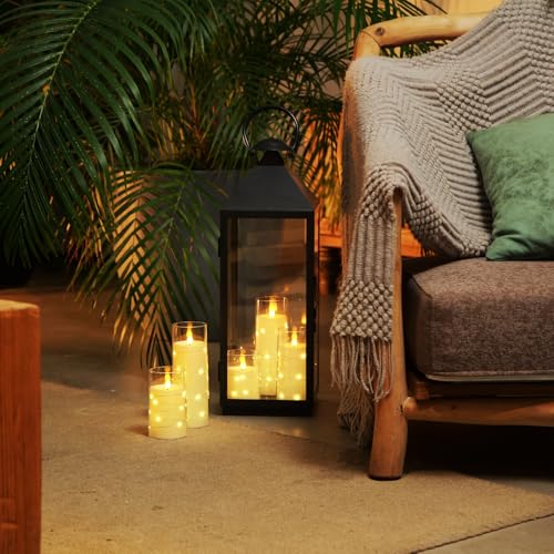 Homemory Flameless Candles with Embedded Star String Fairy Lights, Battery Operated Candles, LED Candle, Fake Candles with...