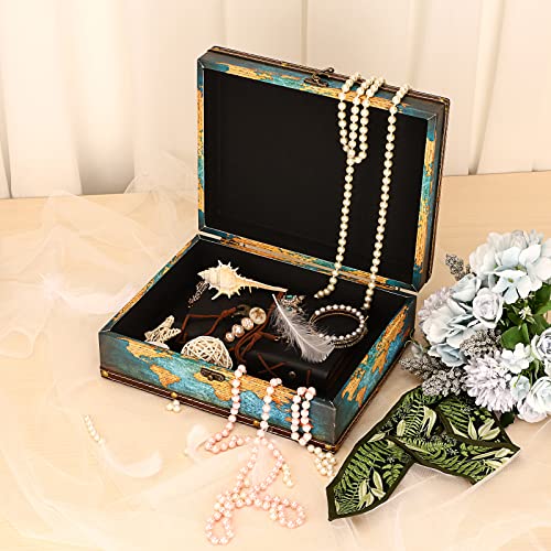 ELLDOO Decorative Treasure Chest Box, Wooden + PU Leather Storage Box for Jewelry Trinkets Photos, Rectangular Keepsakes b...