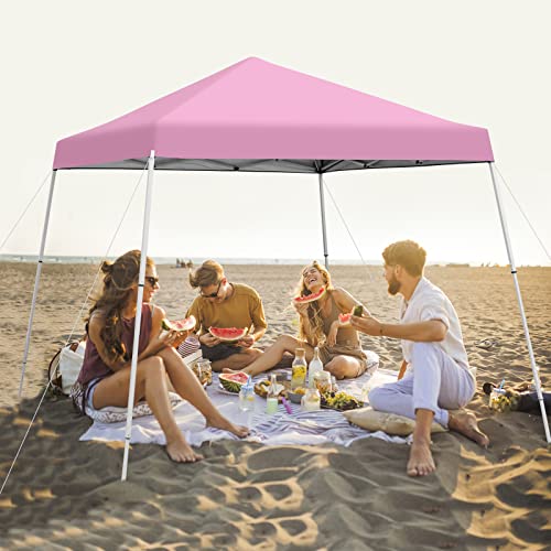 Tangkula 10x10 Ft Pop Up Canopy, Slanted Leg Outdoor Canopy Tent with Center Lock, UPF50+ Sun Protection, 4 Stakes, 8 Rope...