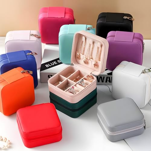 12 Pack Jewelry Box for Women, Mini Jewelry Travel Case PU Leather Organizer Box Small Portable Storage Holder for Womens ...