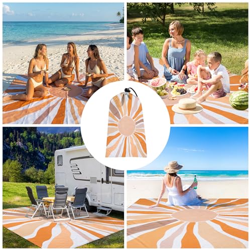 Beach Blanket Waterproof Sandproof, Extra-Large Picnic Blankets with Stakes & Travel Bag, Lightweight, Quick-Dry, Compact ...