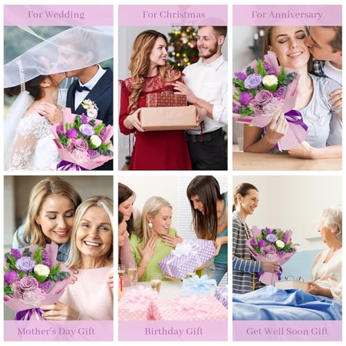Preserved Flowers Bouquet - Birthday Gifts for Women, Real Flowers for Delivery Prime, Long-Lasting Eternal Rose for Her o...