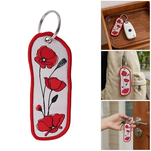 Ywmsfl Adorable Floral Embroidered Keyring Cloth Textile Holder Decorative Item for Students Everyday Use Decorative Bag C...