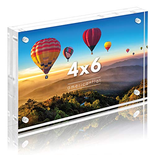 Americanflat 4x6 Acrylic Picture Frame - Double Sided Frames with Magnetic Corners - Transparent Acrylic Frames for Desk o...