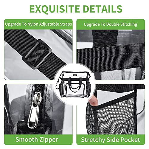 MAY TREE Clear Bag for Stadium Events, 12×5.5×12 Clear Tote Lunch Bag with Non-detachable Reinforced Straps for Work, Spor...
