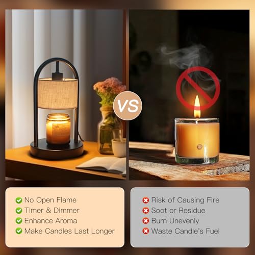 Omnikerlight Candle Warmer Lamp with Timer, Dimmable Candle Lamp Warmer for Jar Candles, Wax Warmer with 2 Bulbs, Birthday...