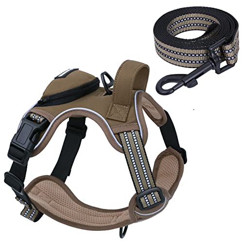 No Pull Dog Harness for Medium Dogs, Adjustable No Choke Pet Vest with Dog Leash Fit Smart Reflective Pet Walking Harness ...