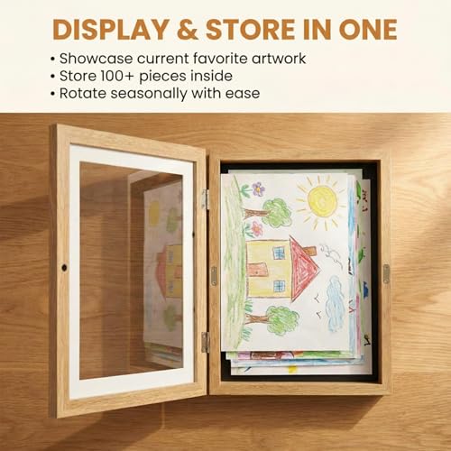 HOLOCOZO Kids Artwork Frame 8.5x11 with Stand for Tabletop or Wall, A3 Large Magnetic Front Opening Picture Frame for Chil...