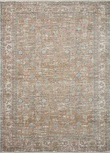 Loloi Angela Rose Blake Collection BLA-05 Sand/Sky 6'-7" x 9'-10", .25" Pile Height, Fringe, Area Rug