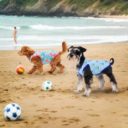 LyssKMK 4-Pack Dog Cooling Shirt Dog Summer Tank Tops Puppy Cooling Quick Dry Sleeveless Shirts with Stripe Beach Seafish ...