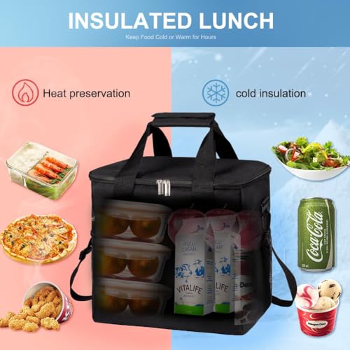Iknoe Large Cooler Bag Collapsible 24 Can Insulated Bags Leakproof Lunch Cooler Tote with Multi-Pockets for Adult Insulate...