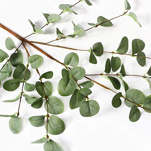 VGIA 6 Pcs 27" Eucalyptus Stems Greenery Stems Eucalyptus Leaf Spray in Green Silk Plastic Plants Floral Artificial Plants...