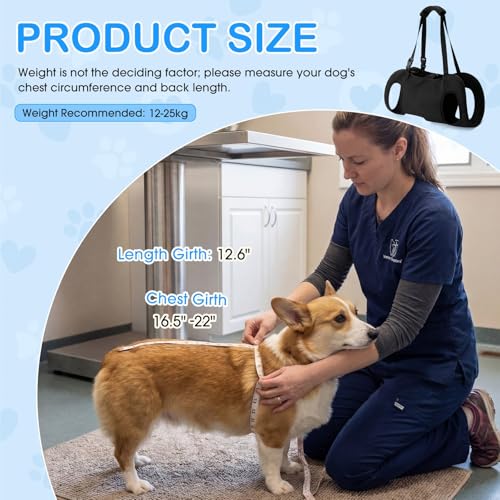 Shinylin Dog Carry Sling Emergency Backpack Pet Legs Support and Rehabilitation Dog Lift Harness Adjustable Lifting Straps...