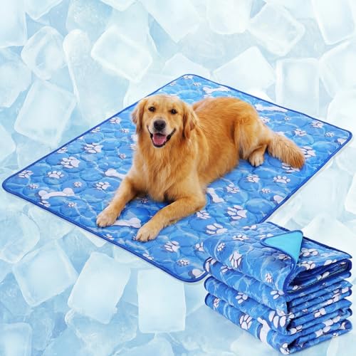 Sadnyy 4 Pcs 44 x 32" Extra Large Dog Cooling Pad Pet Cooling Mat for Hot Weather Lightweight Cool to The Touch Pet Blanke...