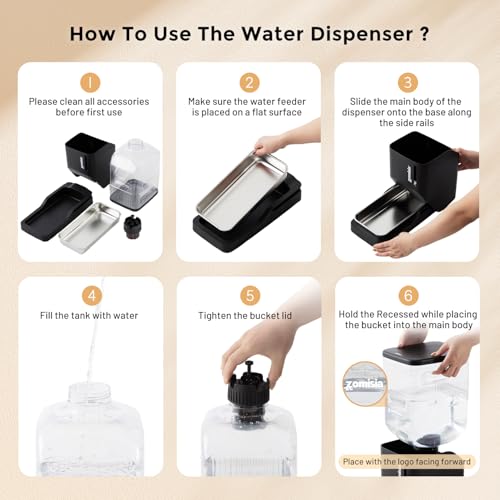 ZOMISIA Automatic Dog Water Dispenser 8L with Stainless Steel Bowl, Gravity Large Capacity Water Bowl for Dogs, 2 Gallon P...
