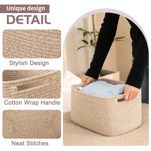 OIAHOMY 4 Pack Storage Baskets for Organizing, Cube Storage Bins for Shelves, Rectangle Storage Baskets With Handles, Wove...