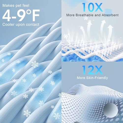 BEAUTYZOO Upgraded Dog Self Cooling Mat Ice Silk Chill Pads for Small Medium Large Dogs Q-MAX＞0.43- Summer Reusable Pet Tr...