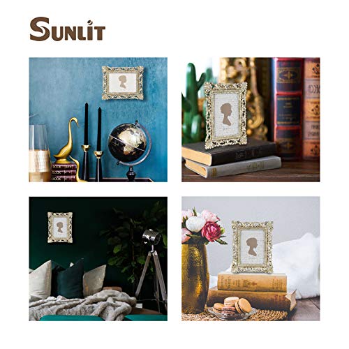 Sunlit Vintage Picture Frame 5x7 Inch, Luxury Antique Photo Frames with Glass Front, Photo Display, Tabletop Wall Hanging,...