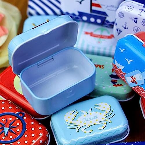 8Pcs Mini Flower Tin Trinket Jewelry Organizer Storage Box Decorative Boxes Small Metal Tins with Hinged Lids Portable Box...
