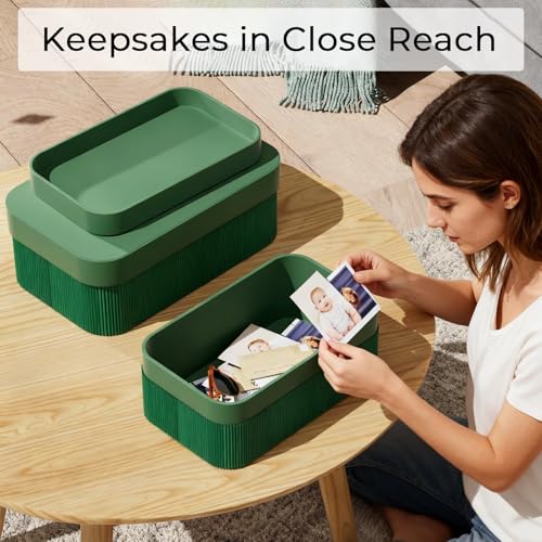 Decorative Storage Boxes with Lid - Multi-Purpose Cardboard Organizer Bins for Your Home Decor, Set of 2 Decorative Contai...