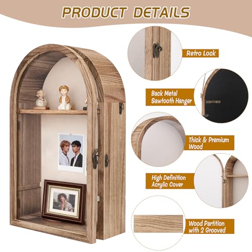 Shadow Box Frame, 10"x16" Shadow Boxes Display Cases with Linen Back and Removable Shelves, Picture Frame Wedding Bouquet ...