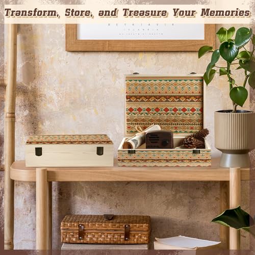 HIPNOOK 2 Pack Unfinished Wooden Box with Lid – 12"x9"x3.1" Decorative Storage Keepsake Memory Boxes Natural Pine Wooden B...