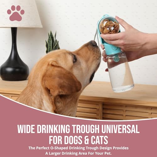 HappiTails Leak Proof Portable Dog Water Bottle with Bowl – Travel Pet Water Dispenser for Walking & Hiking – Food Grade P...