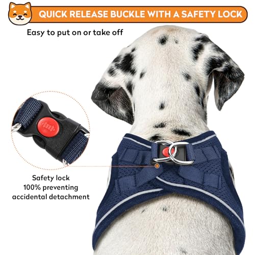 PWOD Dog Harness with Leash Set, No-Pull Step-in Reflective Pet Harness with 1 Leash Clips, Adjustable Soft Padded Easy Wa...
