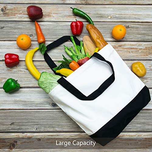 TOPDesign 1 | 3 | 6 | 12 | 24 Pack Super Strong Large 12oz Cotton Canvas Tote Bag, Reusable Grocery Shopping Cloth Bag, Fa...