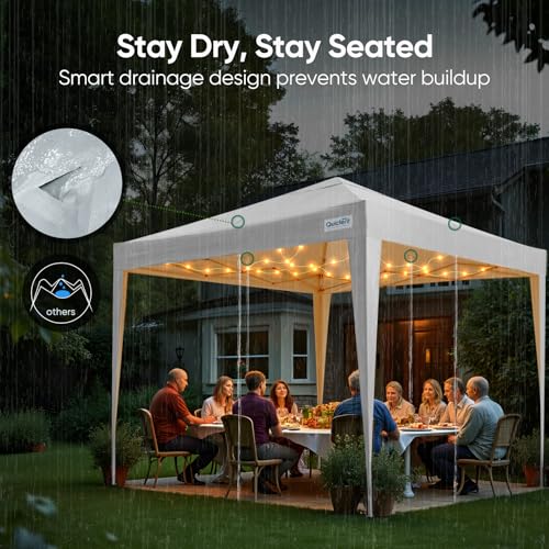 Quictent 10x10 Pop Up Canopy Tent Without Sidewall, Instant Setup Gazebo for 1 Person, Portable & Compact, Waterproof & UV...