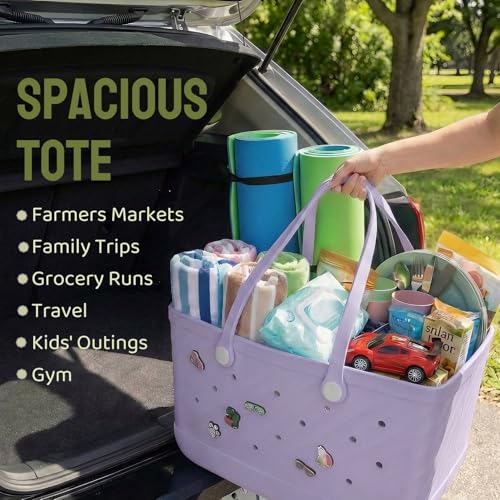 Armerssi Rubber Tote Bag for Women,Rubber Beach Bag Waterproof Sandproof Travel Pool Swim Sports