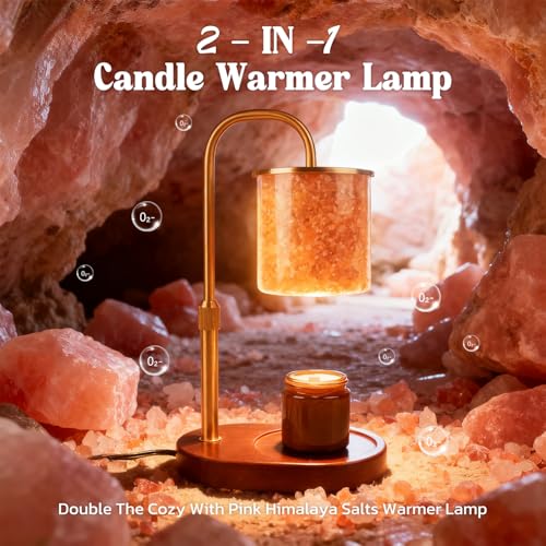 Candle Warmer Lamp with Timer Dimmable, Himalaya Salt & Adjustable Height Candle Warmer Gift for Women, Men, Vintage Candl...