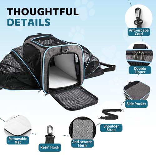Cat Carrier - Airline Approved Expandable Soft Side Pet Carrier, Collapsible Pet Travel Bag Carrier with Foldable Pet Bowl...