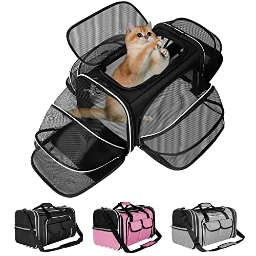 Estarer Soft Sided Pet Carrier Airline Approved, 4 Sides Expandable Collapsible Cat Carrier with Pockets & Removable Fleec...