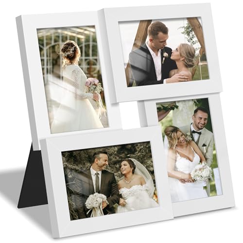 DUENPY 4x6 Collage Picture Frame Tempered Glass Front, Displays Four 4x6 Photo, Family Photo Collage Frame, Wall Decor Wal...