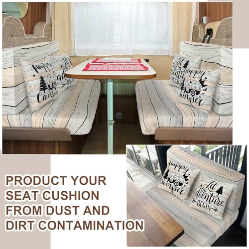 HunnmingRe 6 Pcs Rv Dinette Cushion Covers Stretch Washable Rv Dinette Cushion Covers Camper Accessories for Camper Car Be...