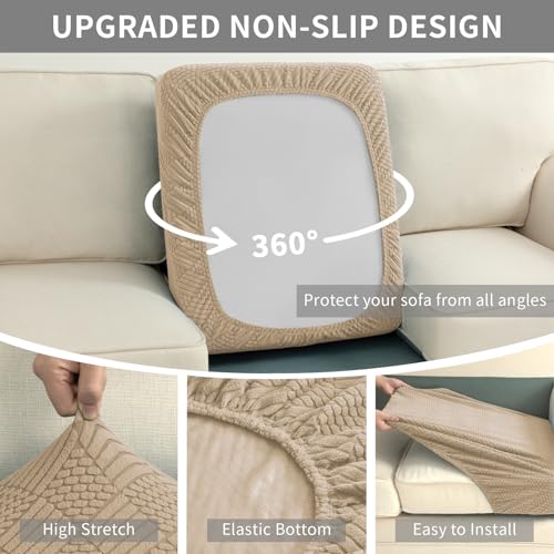 Easy-Going Waterproof Couch Cushion Covers for Couches and Sofas, Stretch Jacquard Sofa Seat Cover Replacement for Dogs, P...
