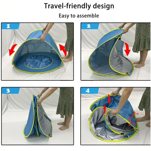 Baby Beach Tent with Pool, Pop Up Beach Tent Sun Shade for Infant Toddlers, Portable UV Protection Shade with Carry Bag fo...