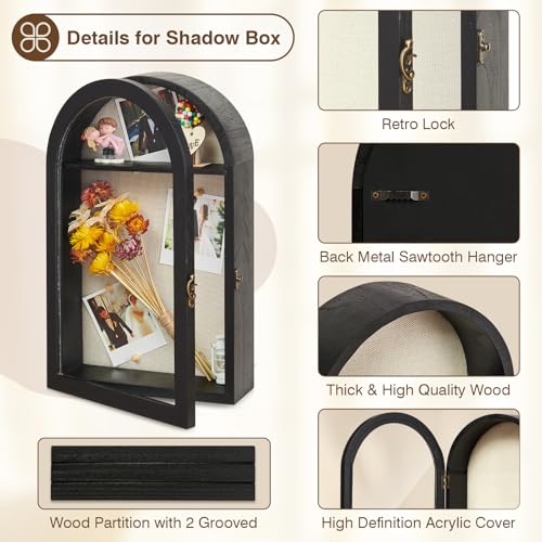 DGWJSU Shadow Box Frame 10x16 Large Shadow Boxes Display Cases with Linen Back and Removable Shelves, Picture Frame Weddin...