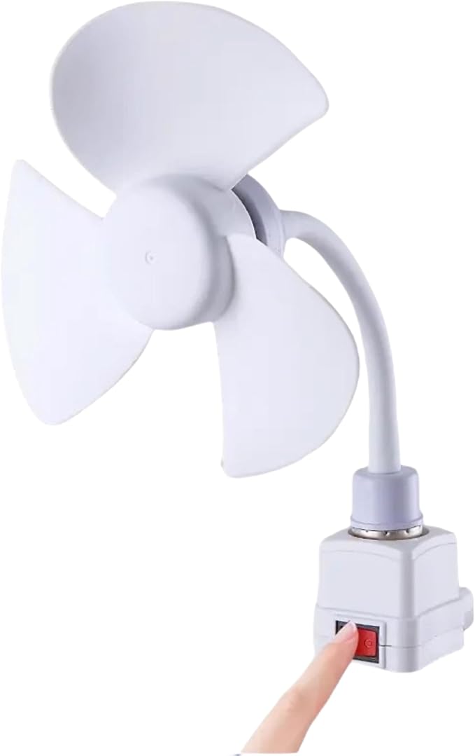 IUEQSEOG E27 Socket Fan Kit with Plug Adapter – Mini Quiet Electric Fan with Flexible Gooseneck Plug and Light Bulb Base, ...