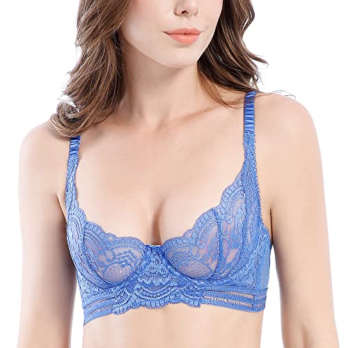 Women's Lace Balconette Bra Underwire Non-Padded Soft Cup Comfort Everyday Bras